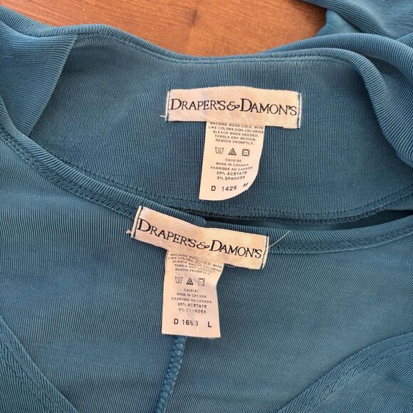 VTG Draper's & Damon's Women's M / L Teal Slinky Maxi Dress and Cardigan Jacket - Picture 7 of 7